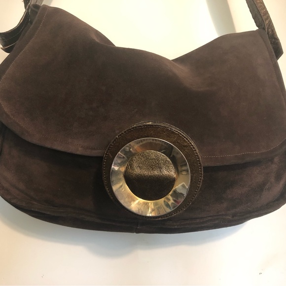 Gorgeous Vintage Suede Leather Messenger Style Bag in Brown - Picture 3 of 13